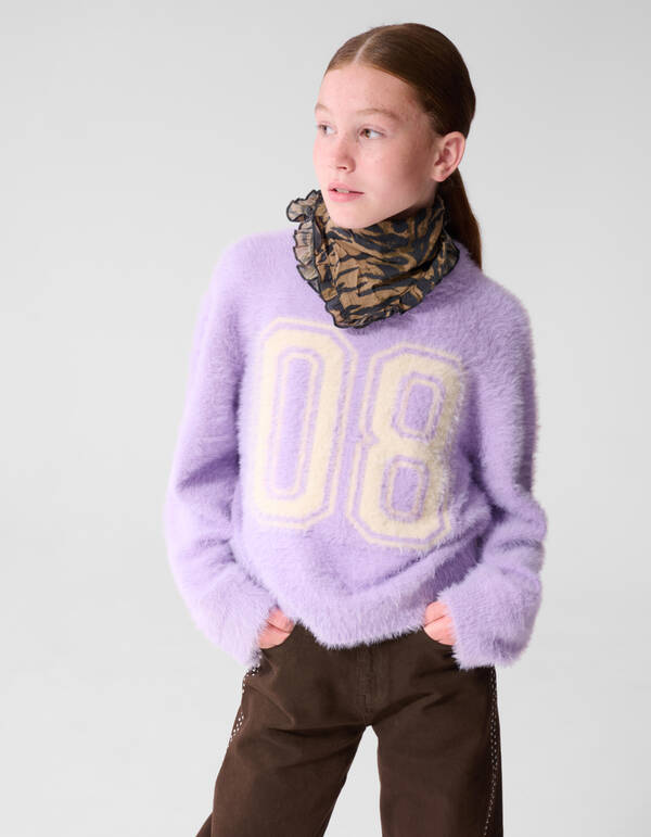 Hairy Varisty Gebreide Trui Lichtpaars SHOEBY GIRLS