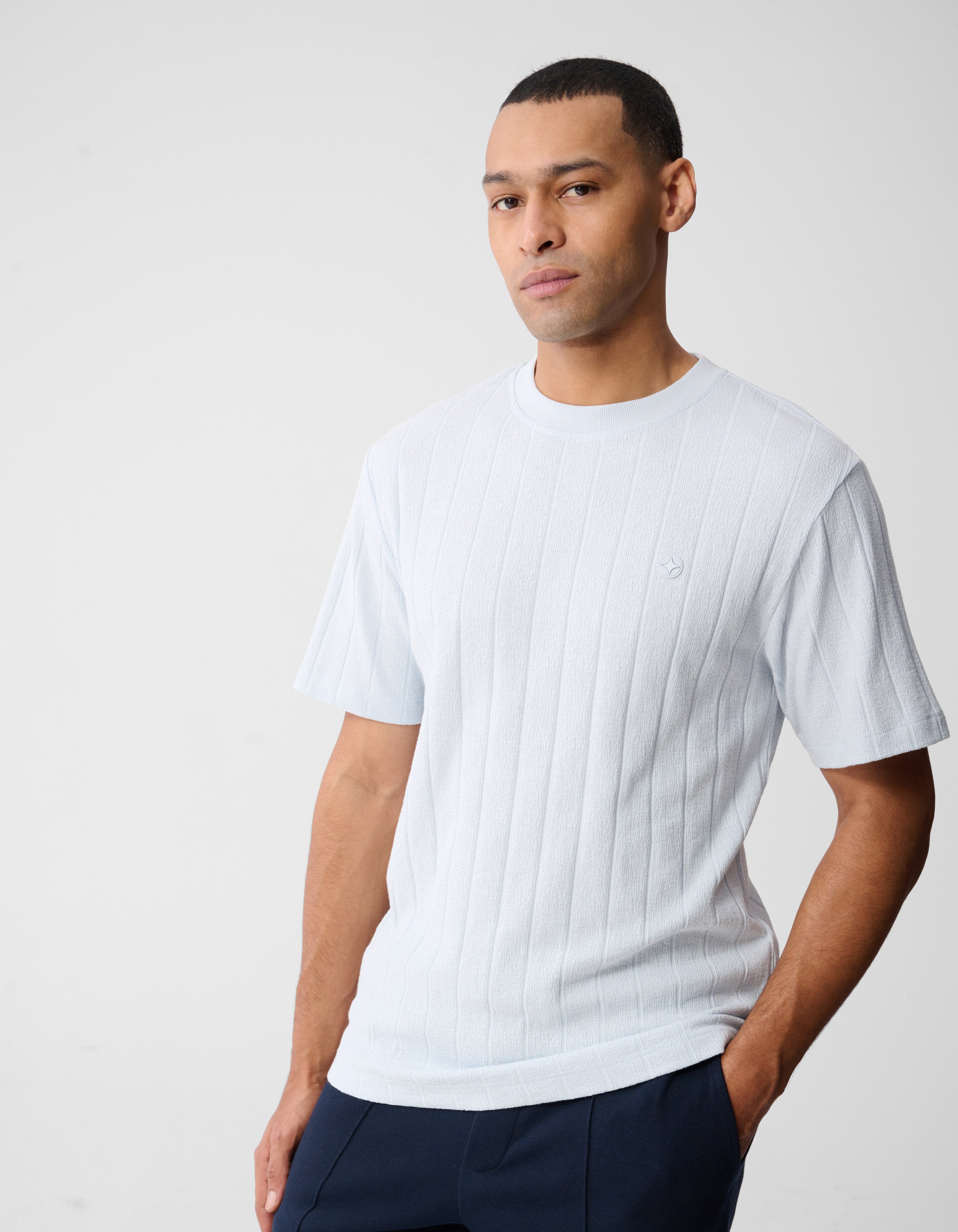 Structuur Stripe Artwork T-shirt Lichtblauw SHOEBY MEN