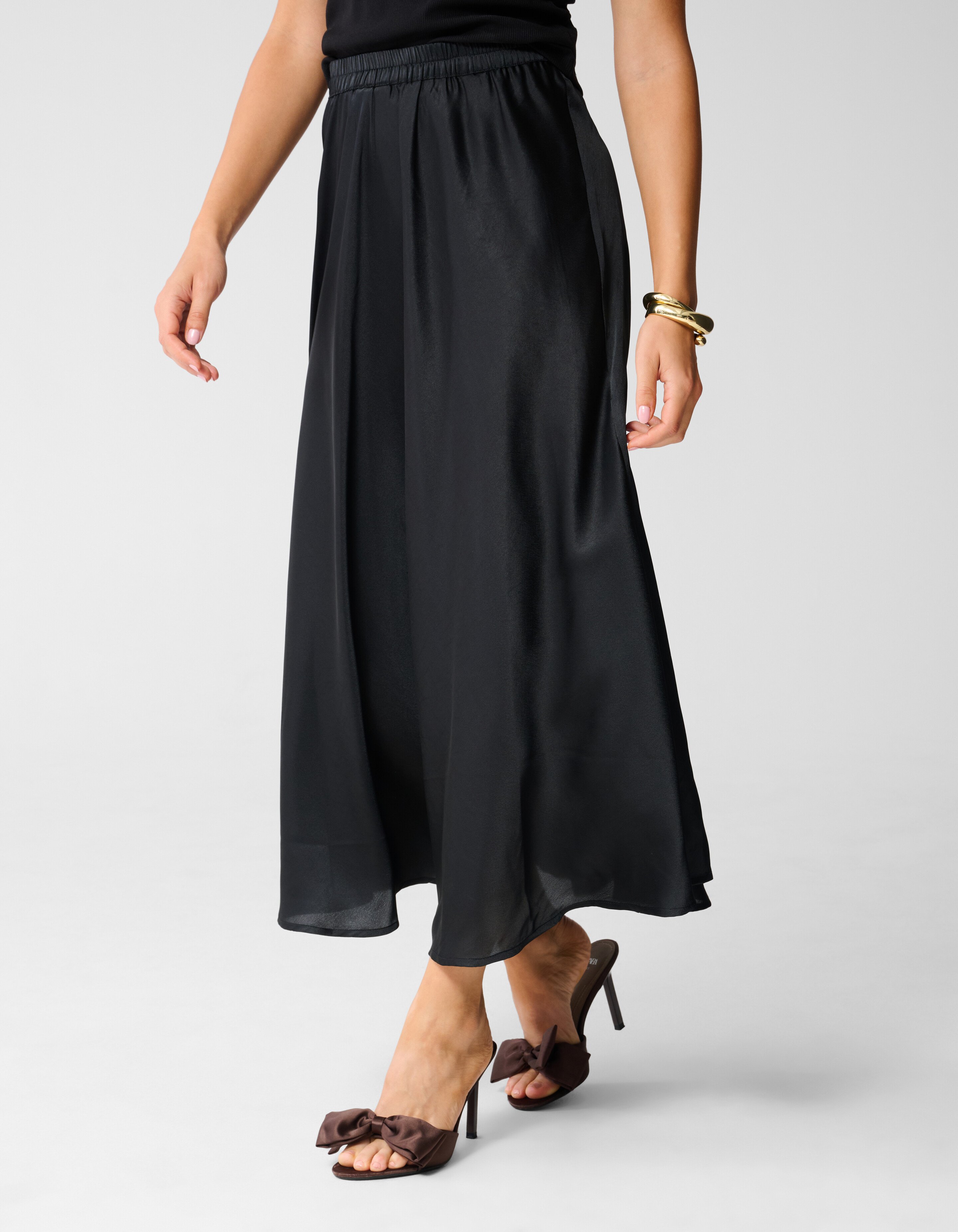 Satijnen Maxi Rok Zwart SHOEBY WOMEN