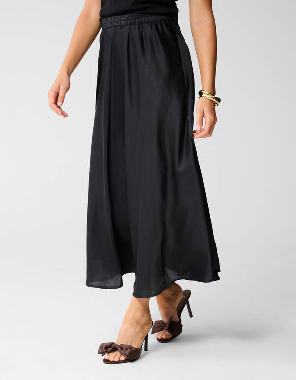 Satijnen Maxi Rok Zwart SHOEBY WOMEN