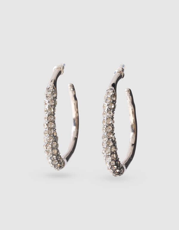 Strass Oorringen Zilver SHOEBY ACCESSOIRES