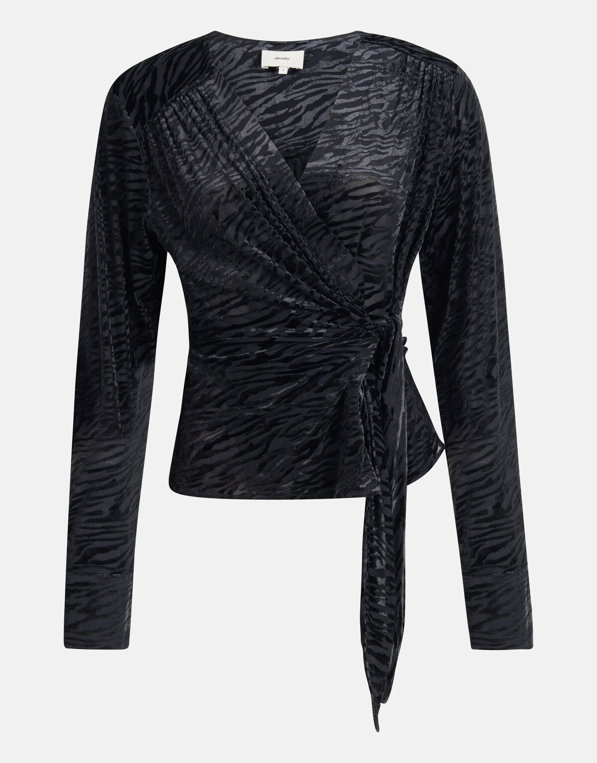 Zebraprint Wrap Top Zwart SHOEBY WOMEN