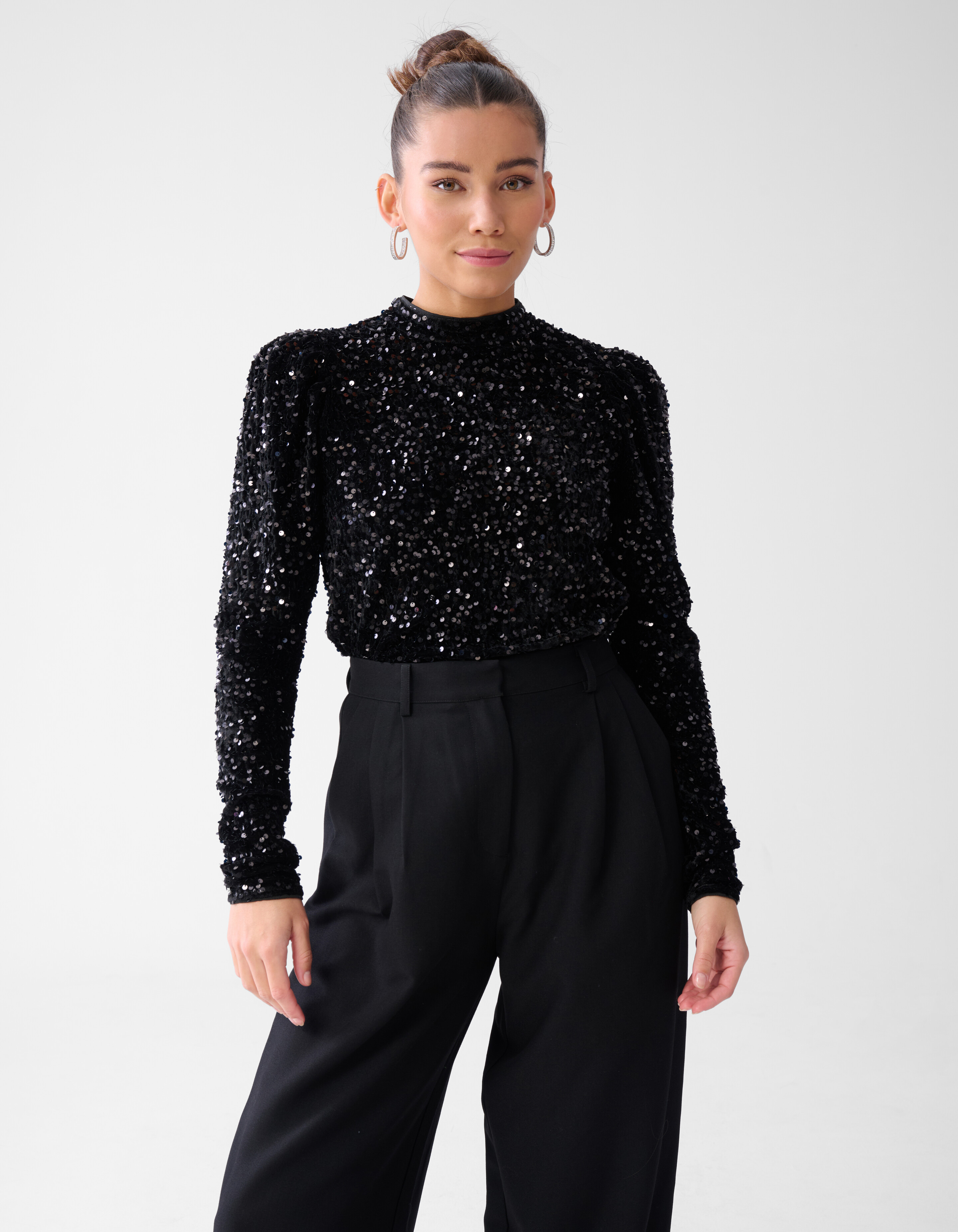 Velvet Pailletten Top Zwart SHOEBY WOMEN