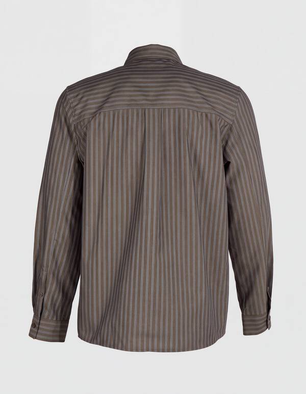 Relaxed Fit Gestreept Overhemd Donkerbruin SHOEBY MEN