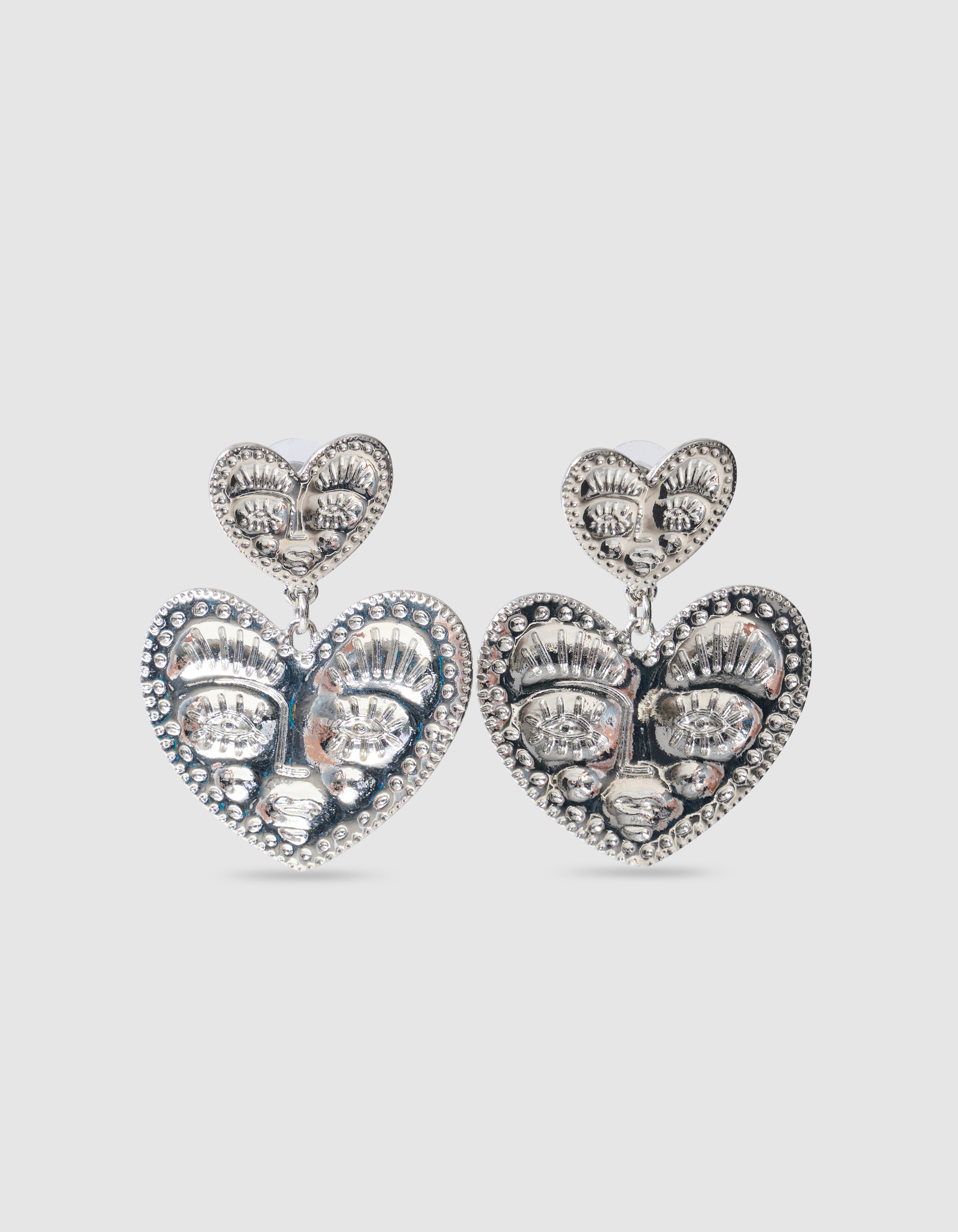 Face Heart Oorbellen Zilver SHOEBY ACCESSOIRES