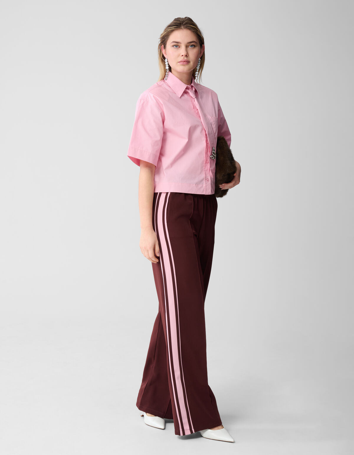 Sporty Wide Leg Broek Donkerrood SHOEBY WOMEN