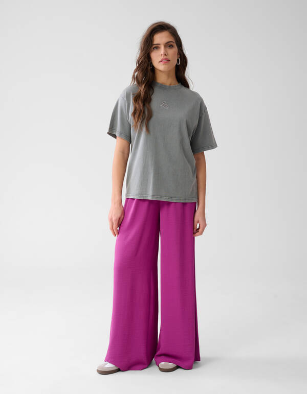 Washed Logo T-shirt Lichtgrijs SHOEBY WOMEN