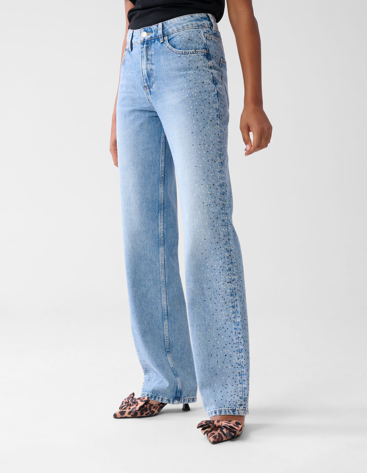 Studs Straight Fit Jeans Mediumstone SHOEBY WOMEN