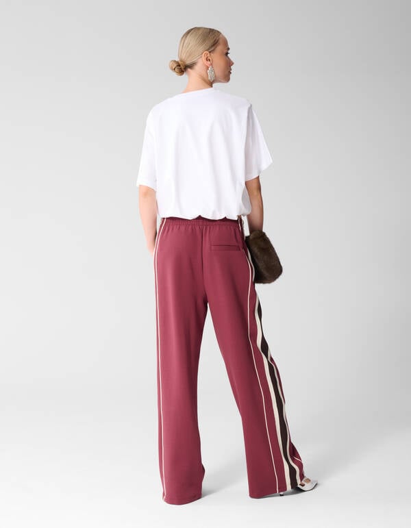 Sporty Tape Wide Leg Fit Broek Donkerrood SHOEBY WOMEN