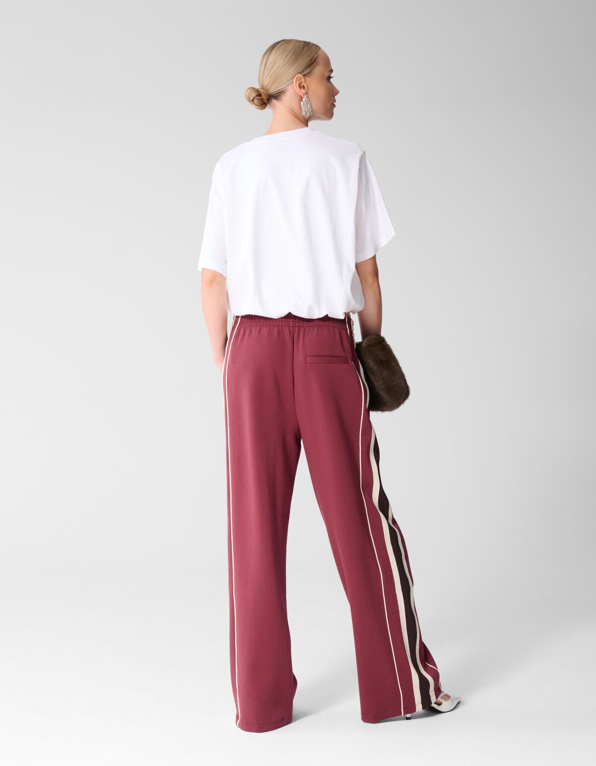 Sporty Tape Wide Leg Fit Broek Donkerrood SHOEBY WOMEN