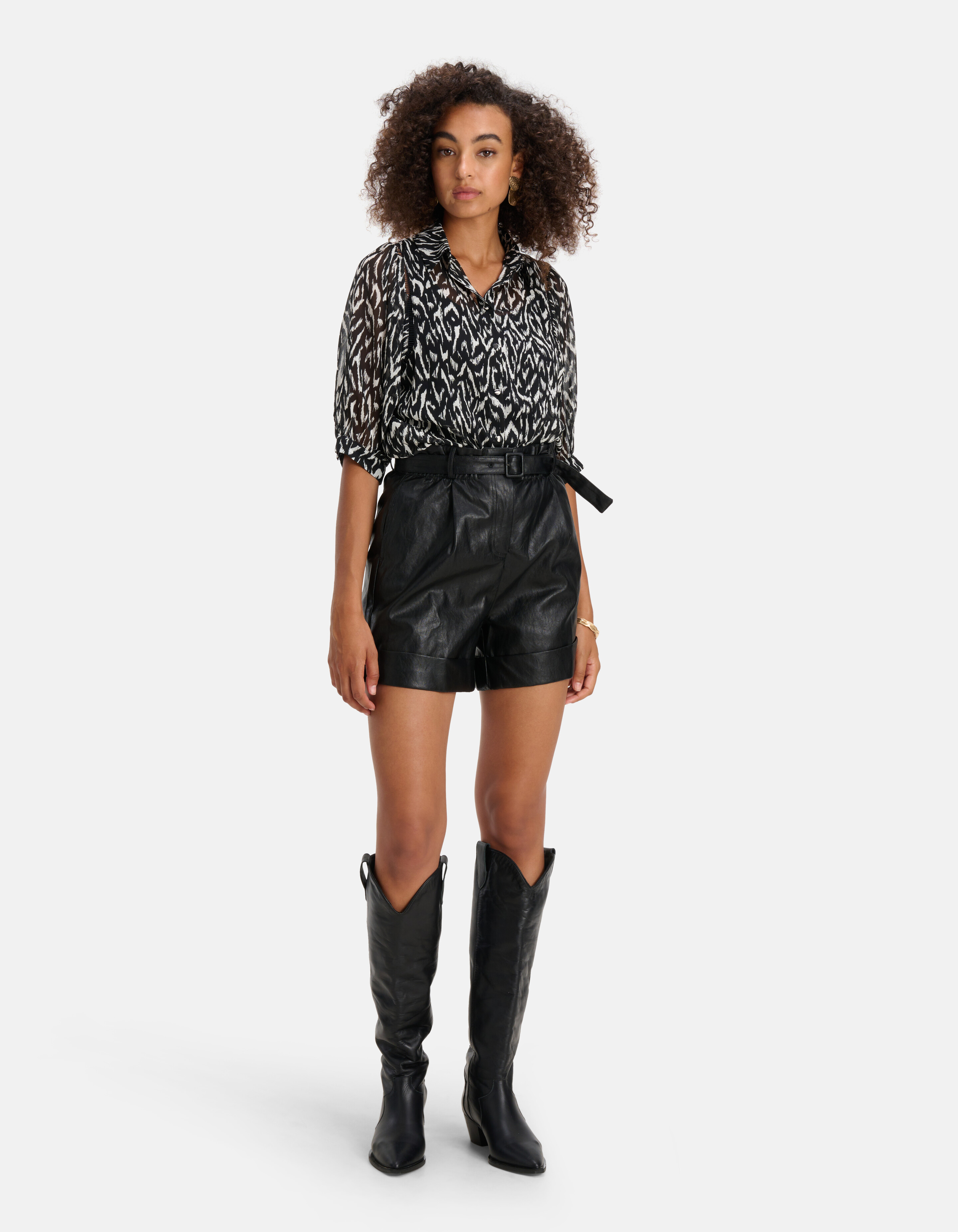 Grafische Chiffon Blouse Zwart/Wit SHOEBY WOMEN