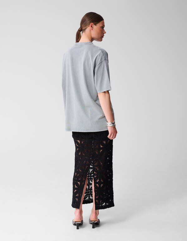 Oversized Washed T-shirt Lichtgrijs SHOEBY WOMEN