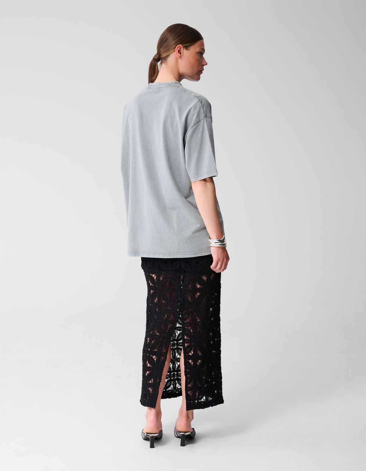 Oversized Washed T-shirt Lichtgrijs SHOEBY WOMEN