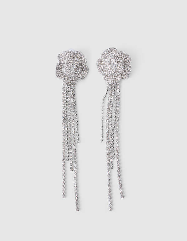 Strass Bloem Oorbellen Zilver SHOEBY ACCESSOIRES