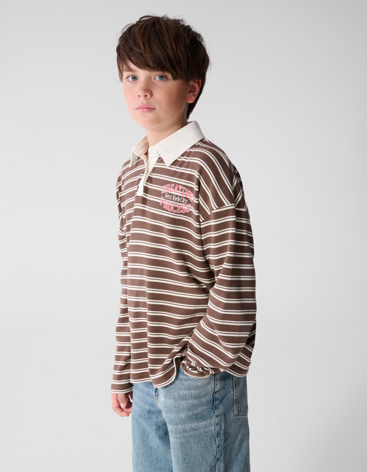 Gestreepte Polo Sweater Bruin SHOEBY BOYS