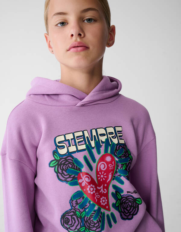 Rose Artwork Hoodie Paars SHOEBY GIRLS