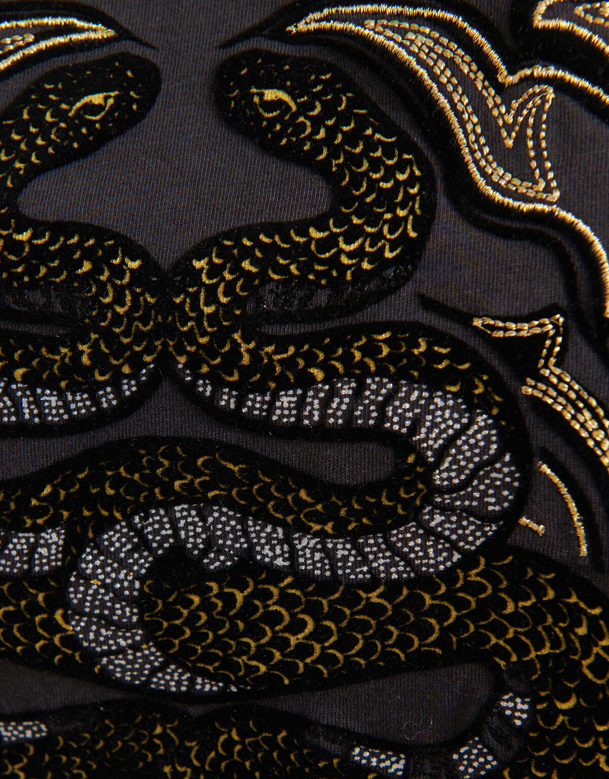 Slangen Embroidery Print T-shirt Donkergrijs SHOEBY WOMEN