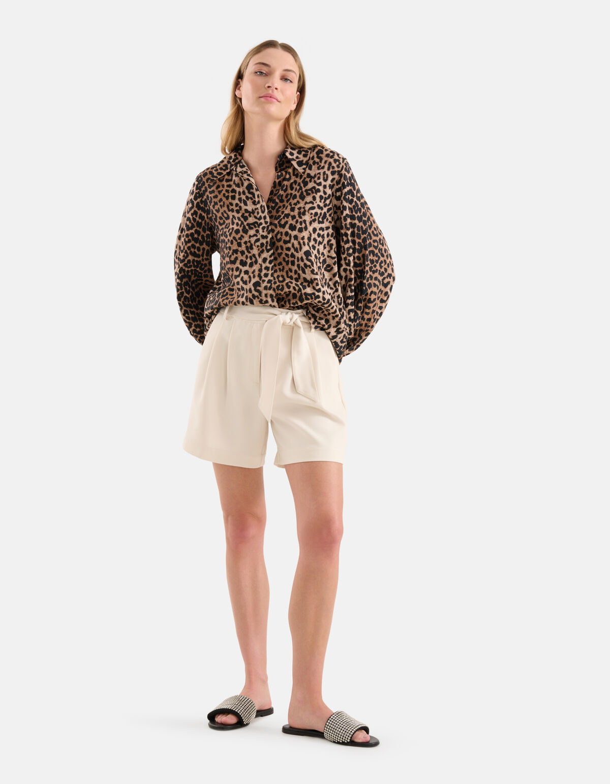 Printed Leopard Blouse Bruin SHOEBY WOMEN