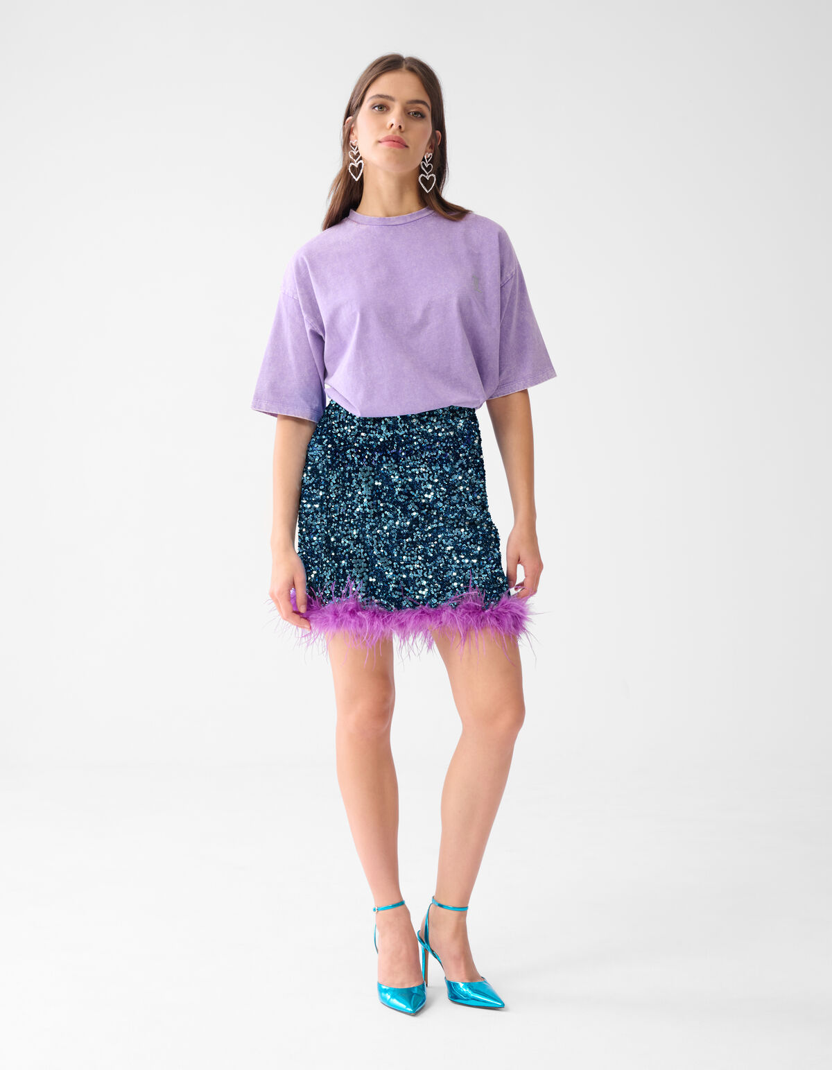 Pailletten Mini Rok Blauw SHOEBY WOMEN