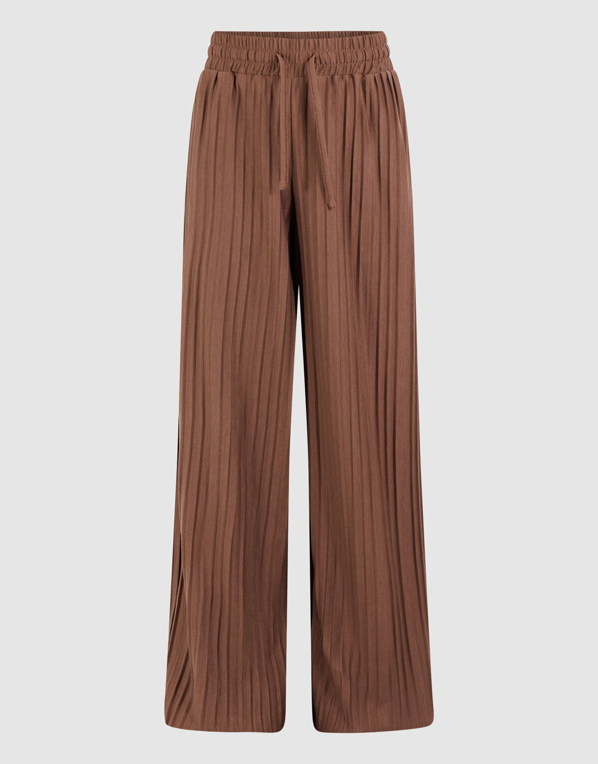Pliss&eacute; Wide Leg Broek Bruin SHOEBY GIRLS
