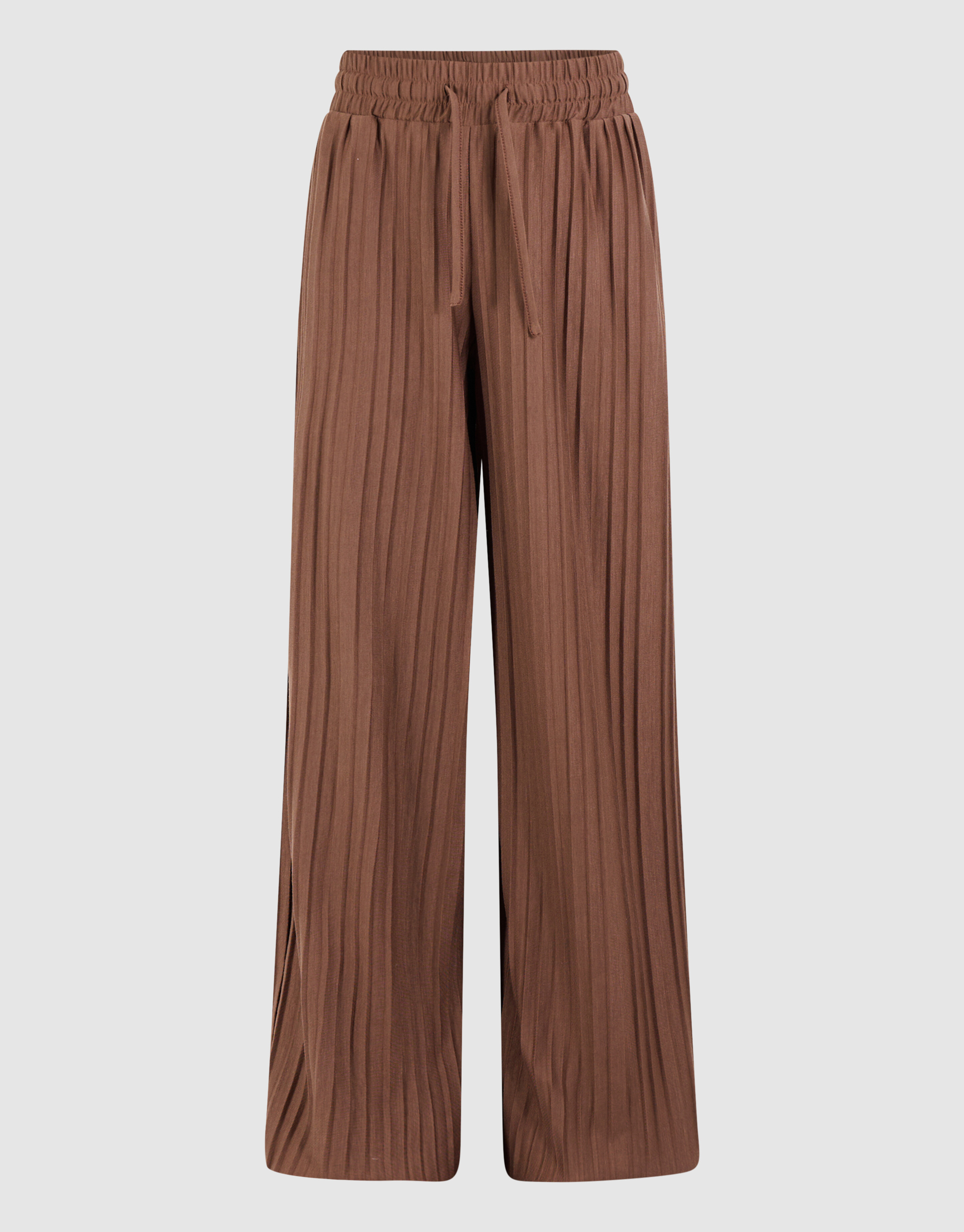 Pliss&eacute; Wide Leg Broek Bruin SHOEBY GIRLS
