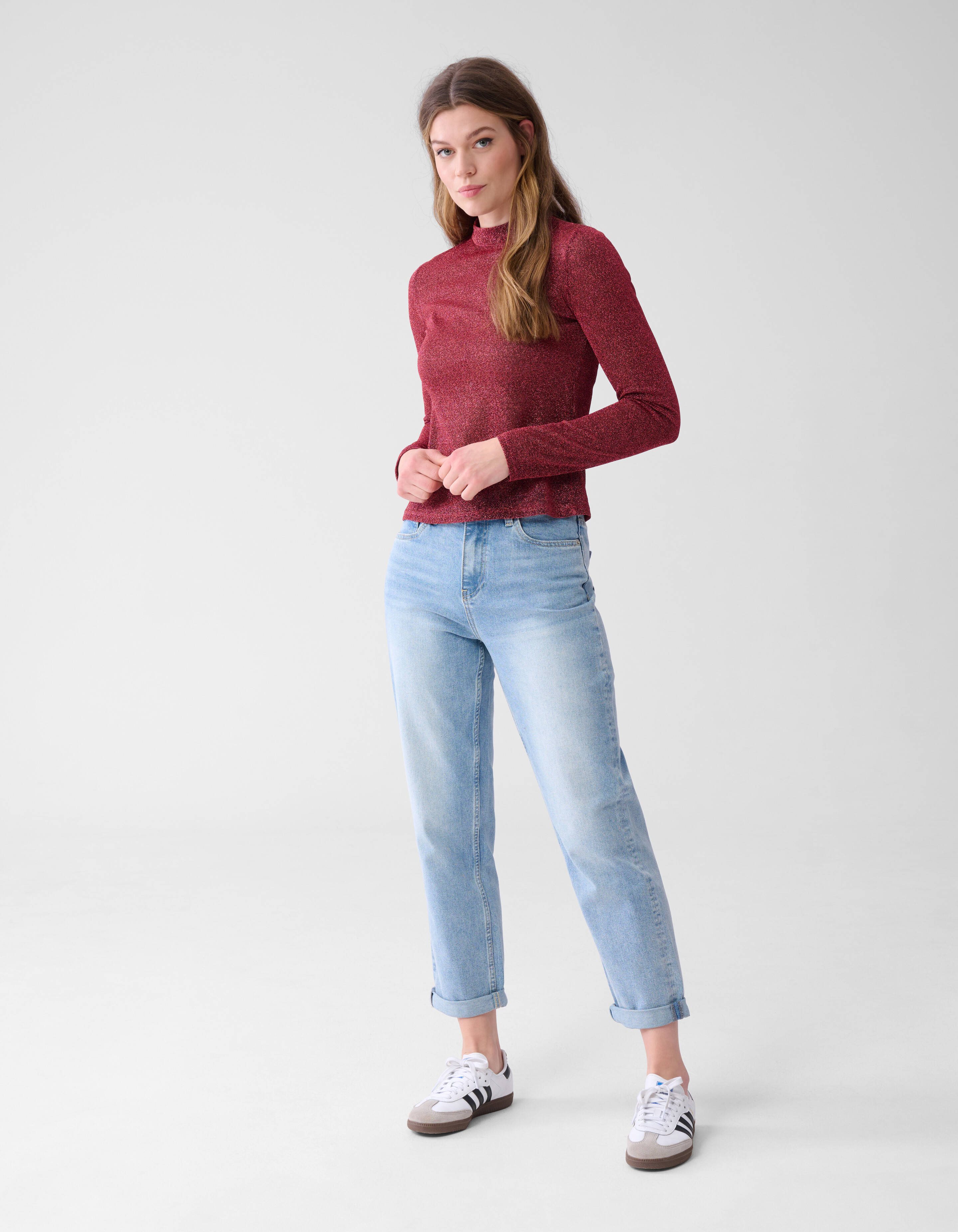 Lurex Glitter Top Donkerroze SHOEBY WOMEN