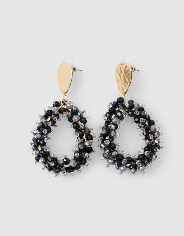 Beaded Druppel Oorbellen Zwart SHOEBY ACCESSOIRES