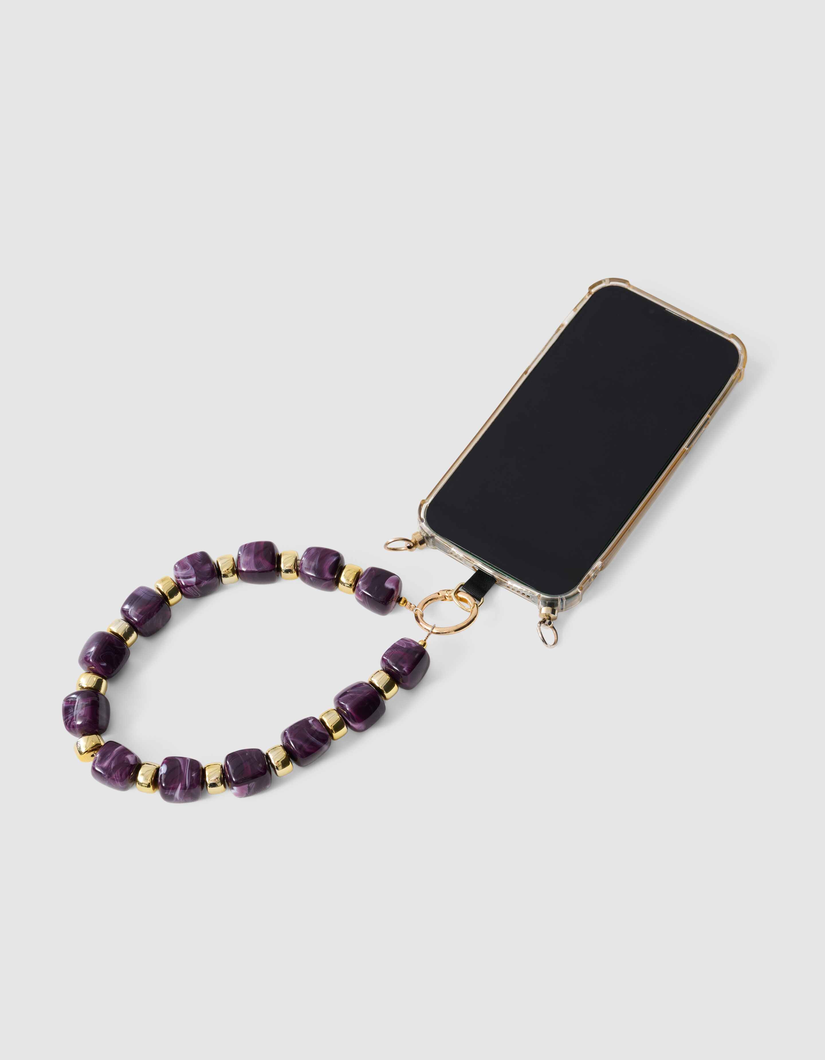 Beaded Telefoonkoord Donkerpaars SHOEBY ACCESSOIRES