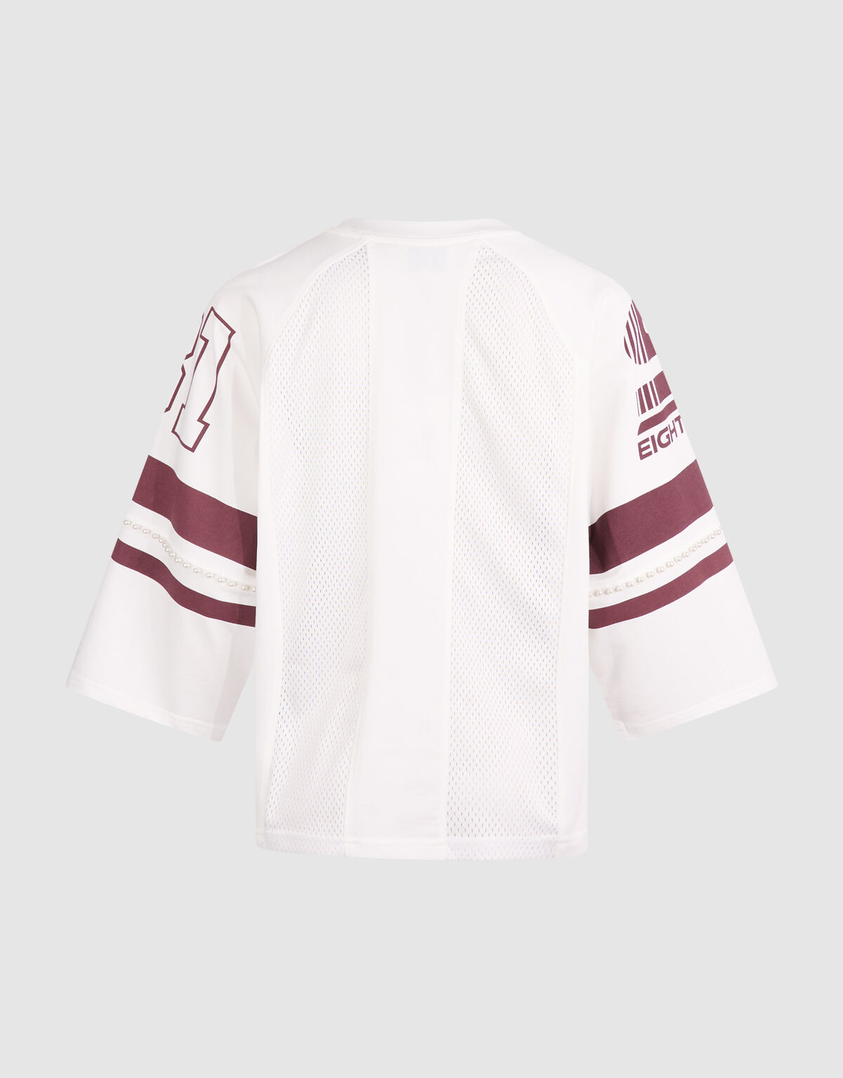Sporty Pearl T-shirt Wit/Donkerrood SHOEBY WOMEN