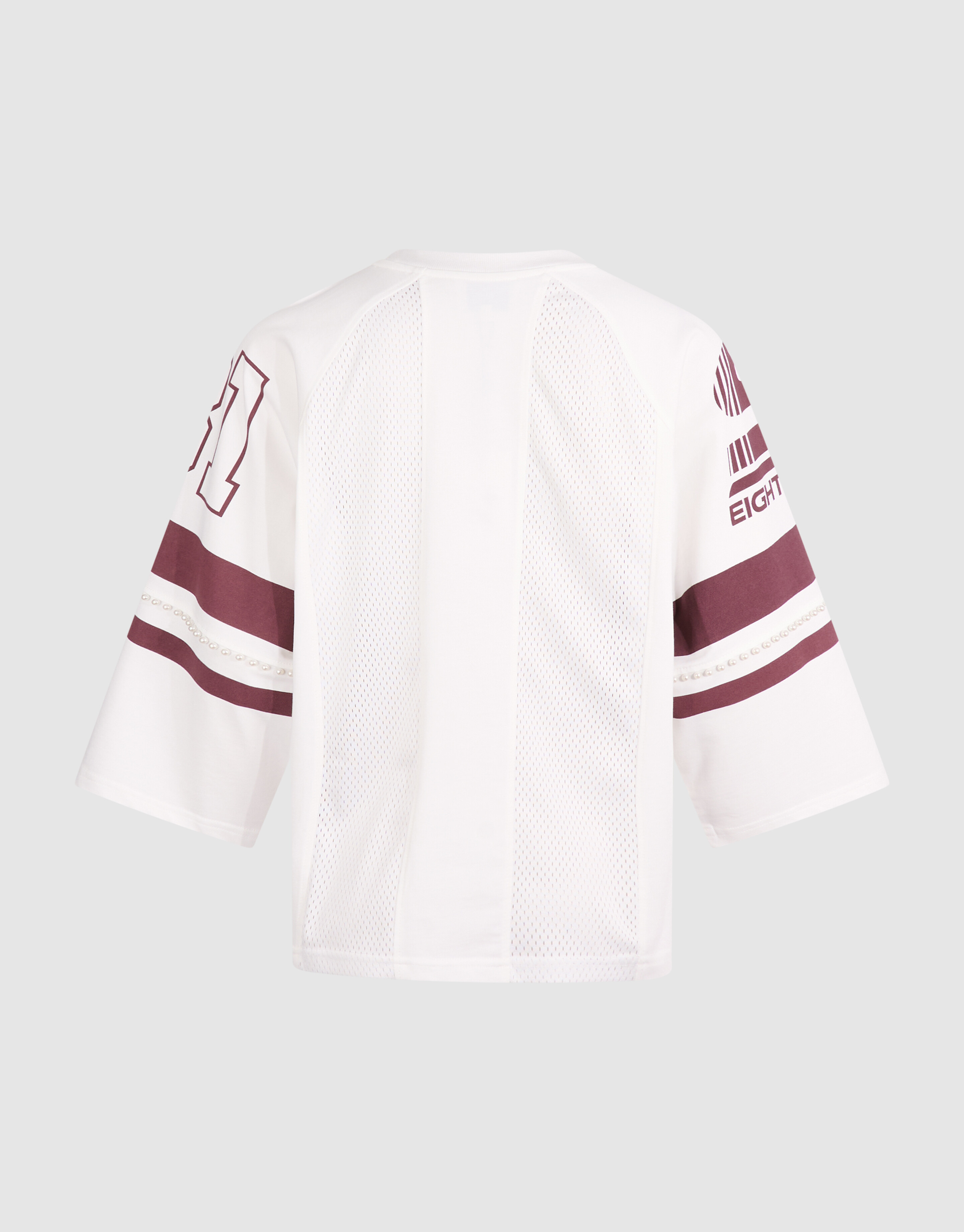 Sporty Pearl T-shirt Wit/Donkerrood SHOEBY WOMEN