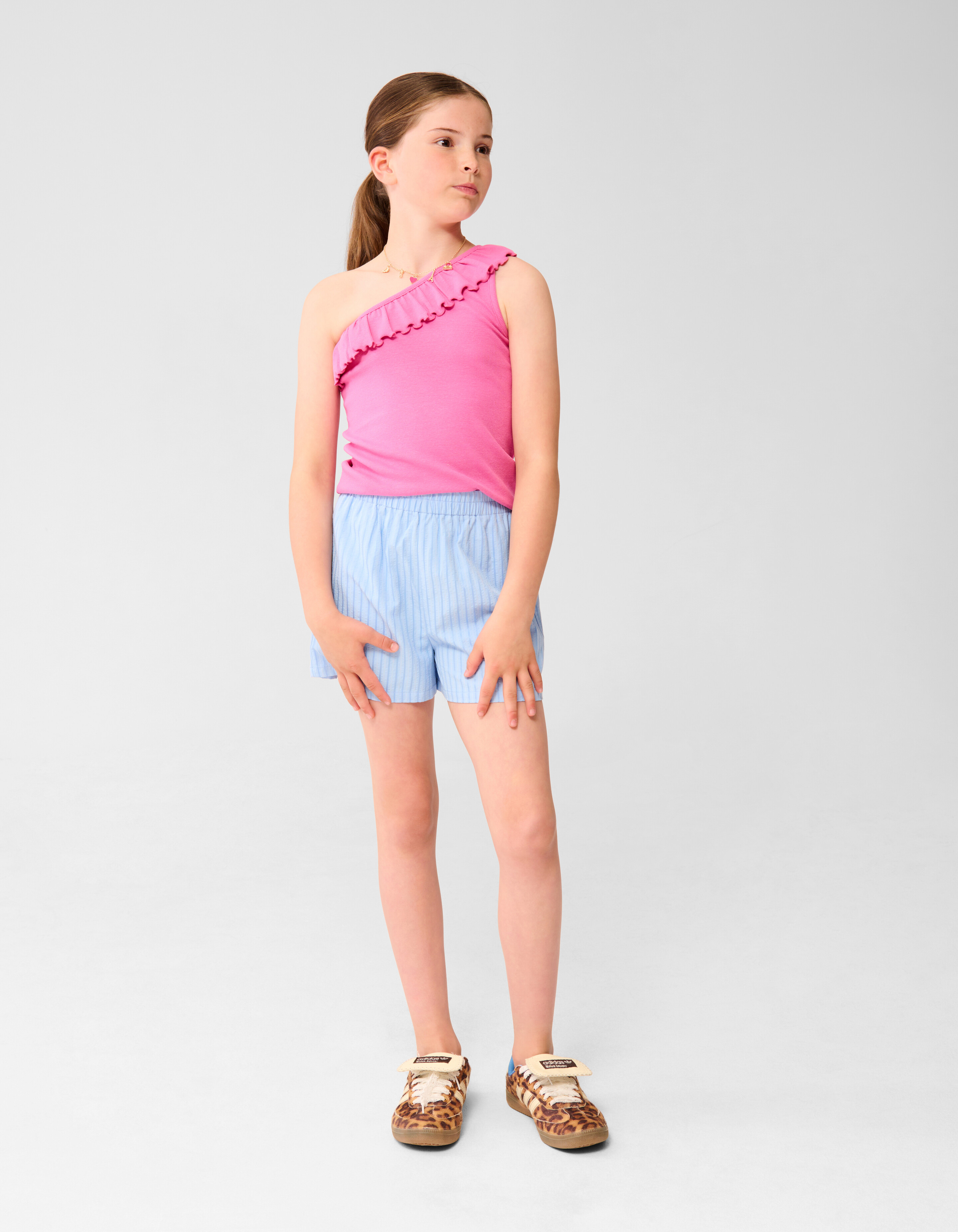 One Shoulder Rib Top Roze SHOEBY GIRLS