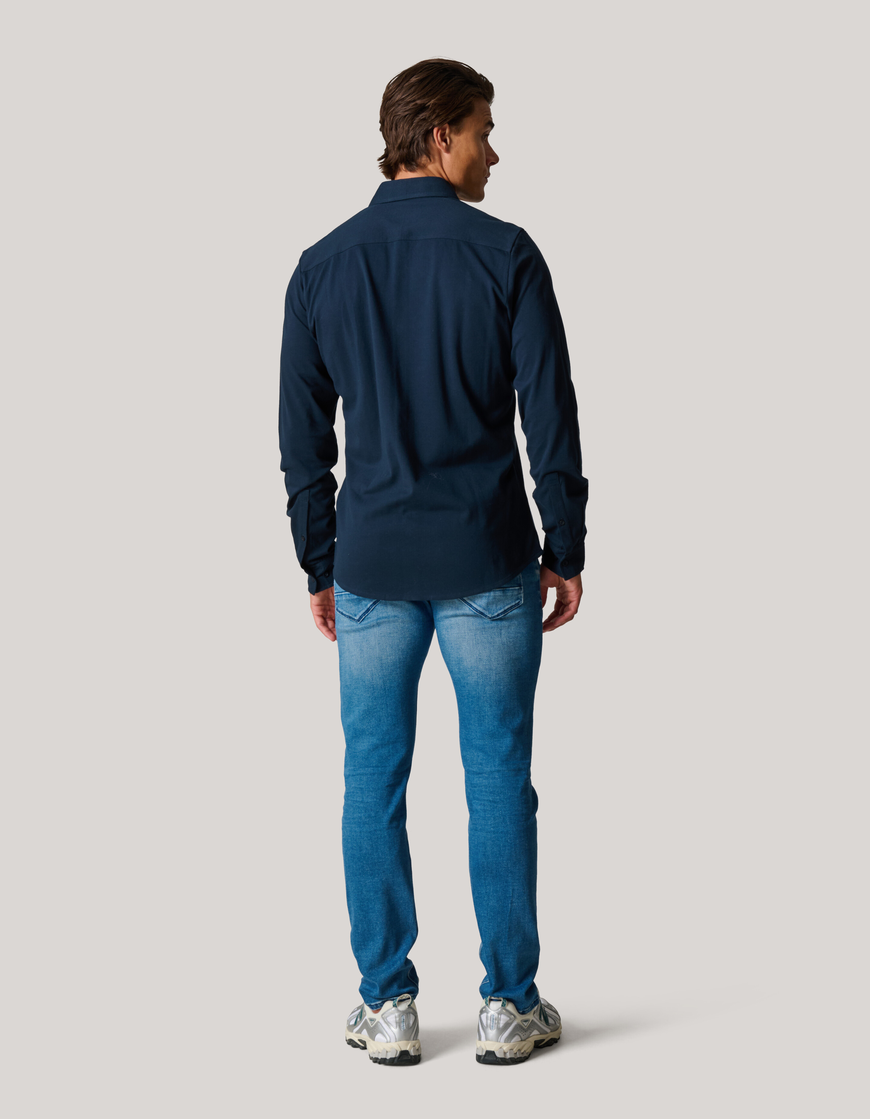 Pique Jersey Overhemd Donkerblauw SHOEBY MEN
