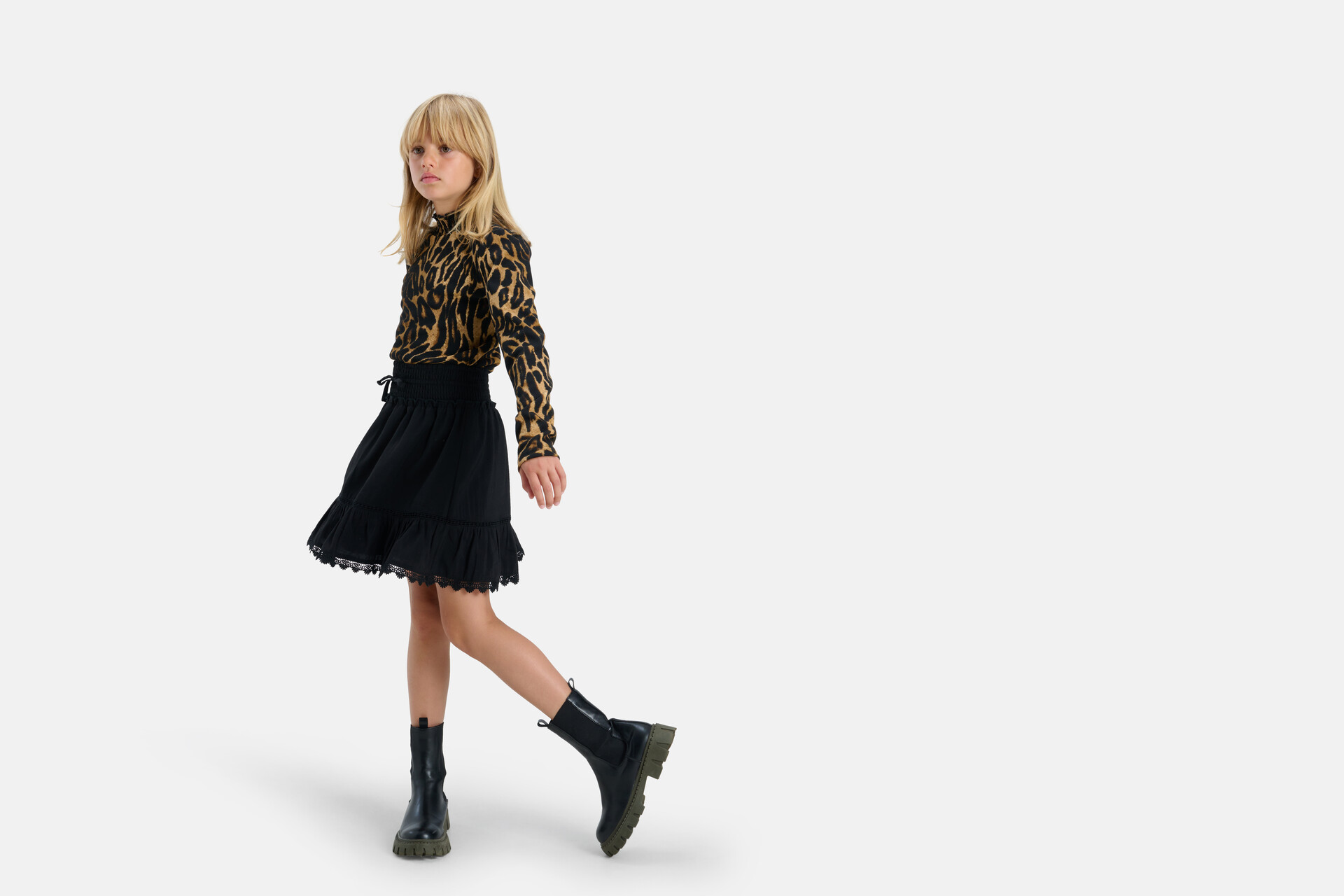 Leopard Rib Top Bruin SHOEBY GIRLS