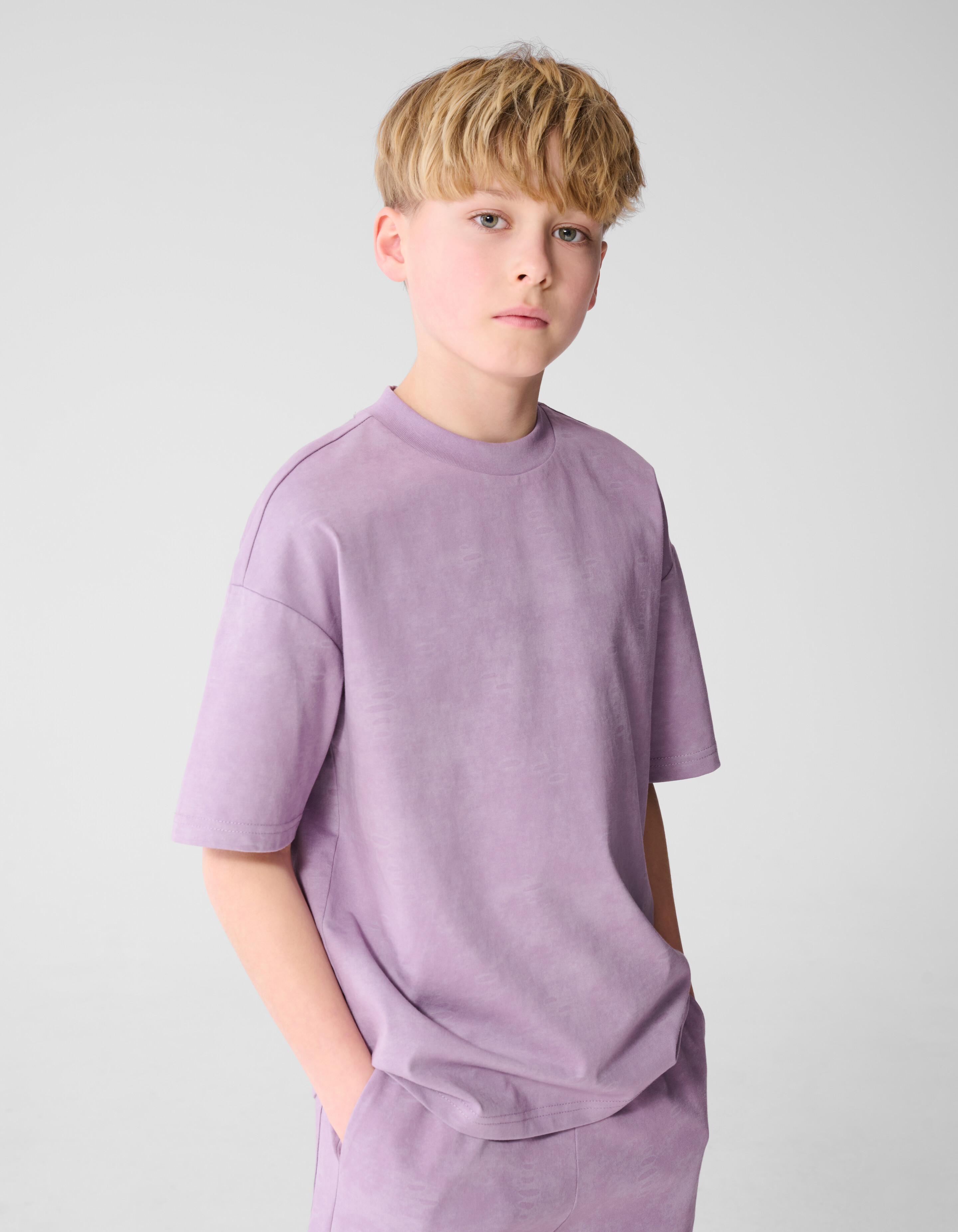 Oversized Washed Label T-shirt Lichtpaars SHOEBY BOYS