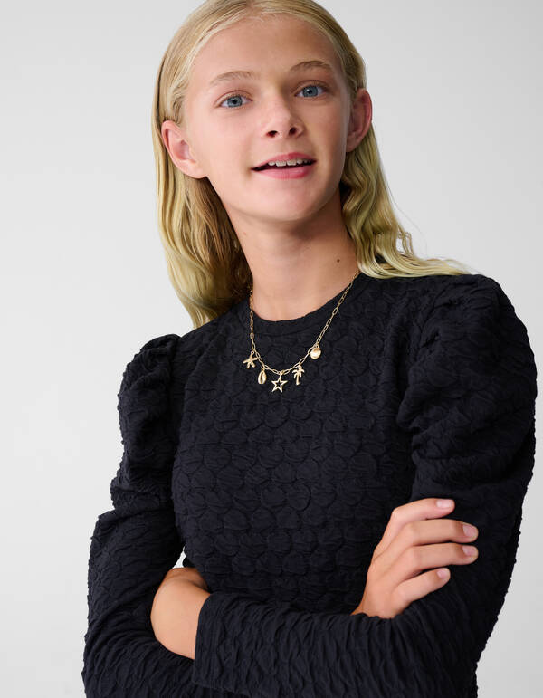 Heart Puff Top Zwart SHOEBY GIRLS