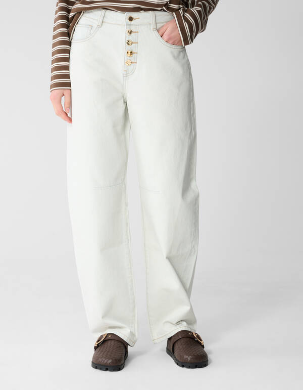 Fancy Button Barrel Fit Jeans Bleached SHOEBY WOMEN