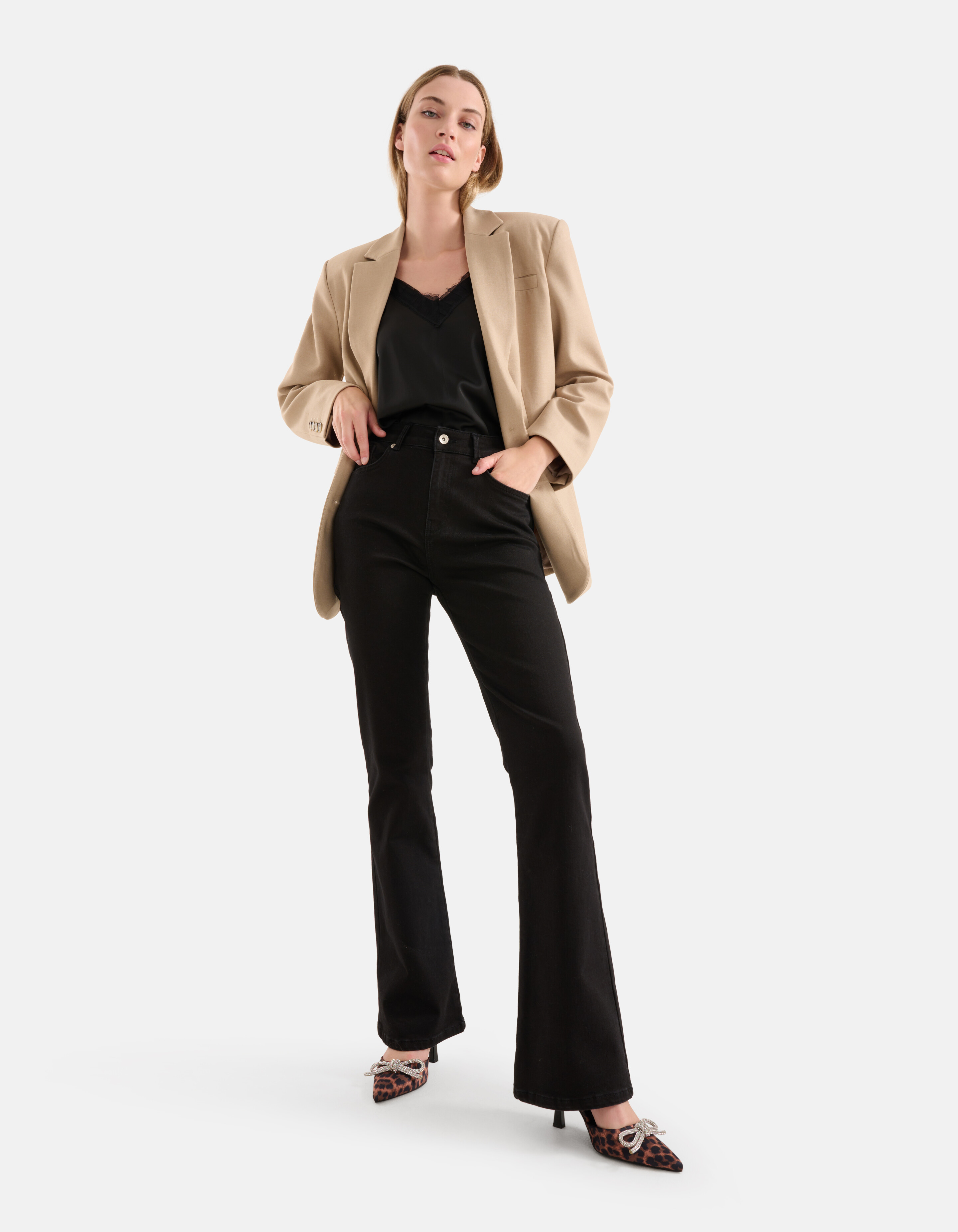 Flared Rinsed Denim Jeans Zwart L34 SHOEBY WOMEN