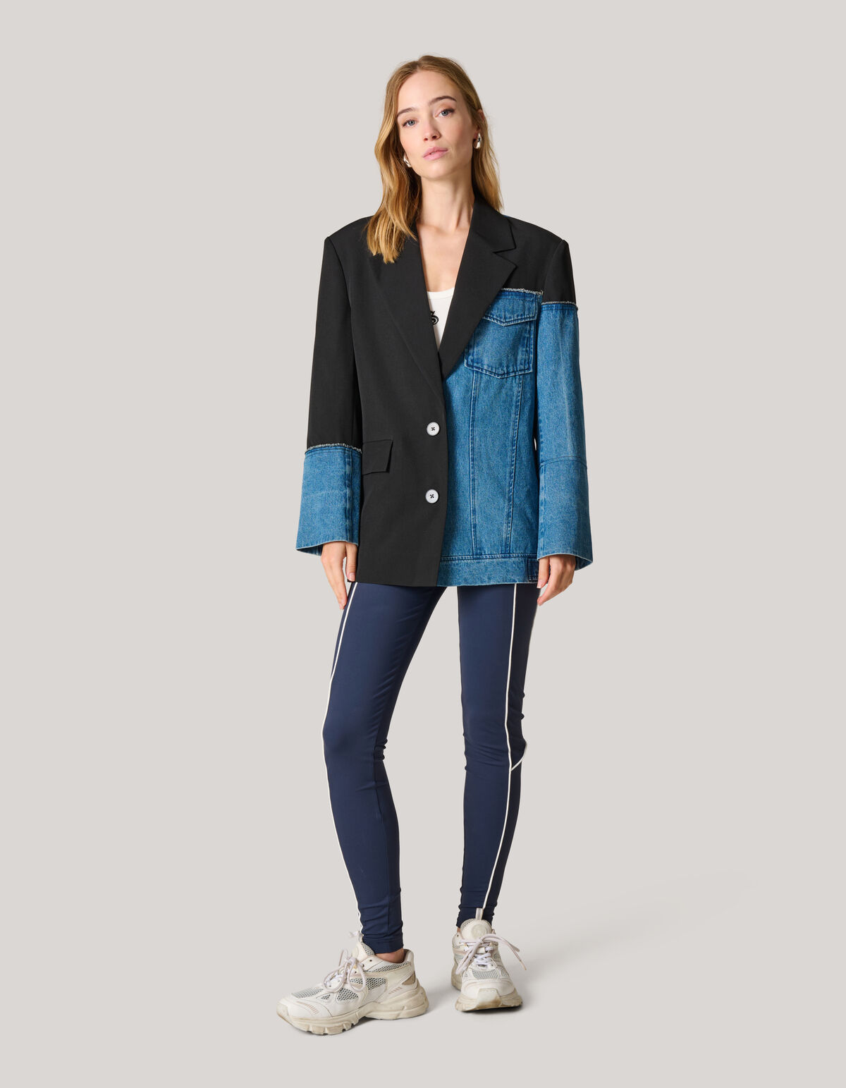 Two Tone Denim blazer Zwart/blauw SHOEBY WOMEN