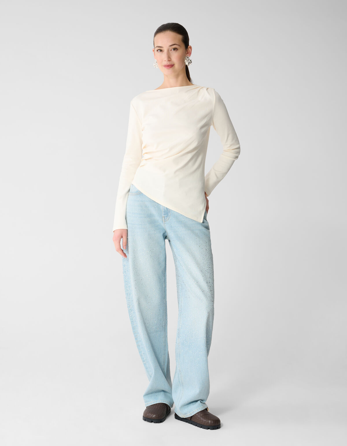 Drape Longsleeve Top Gebroken Wit SHOEBY WOMEN