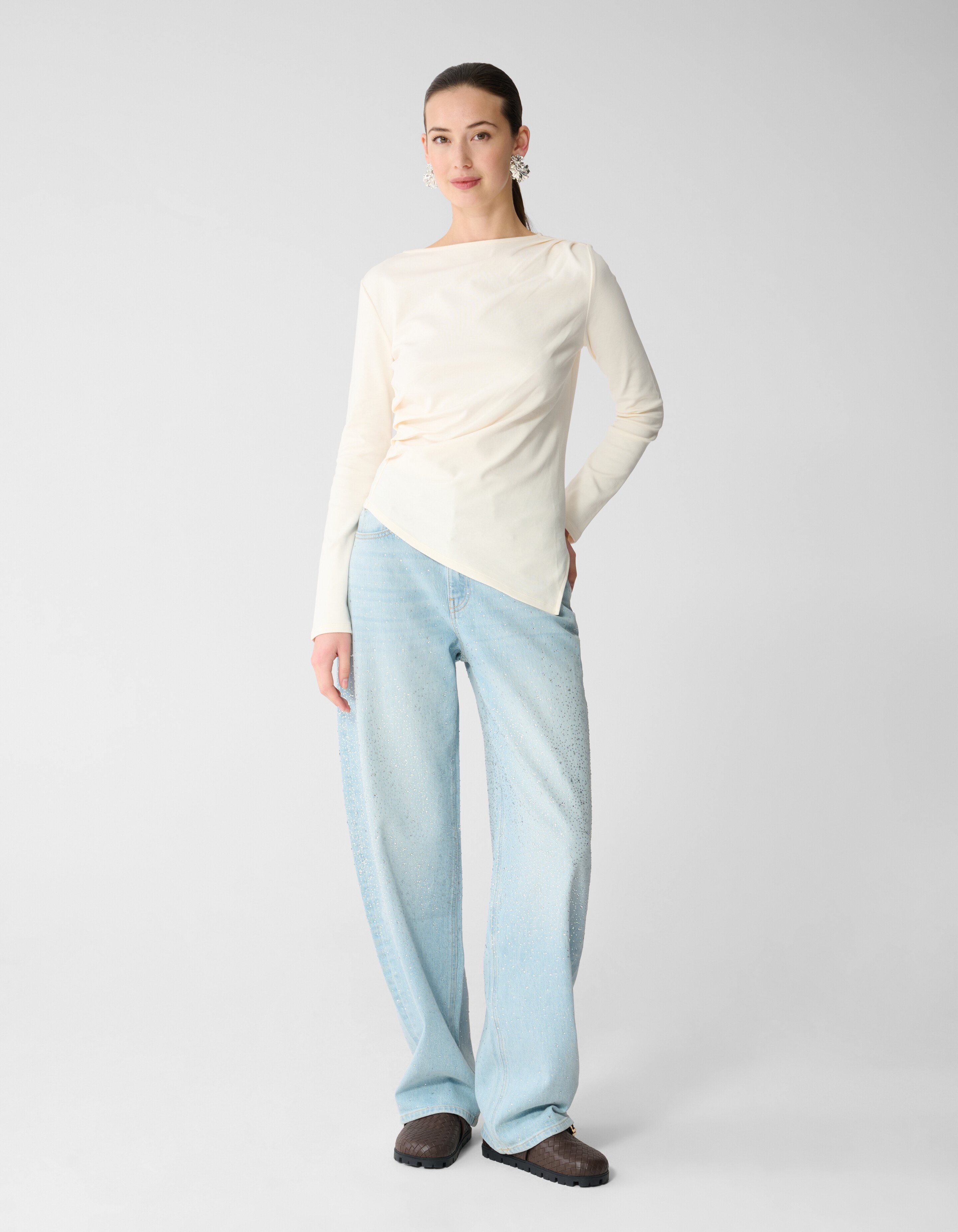 Drape Longsleeve Top Gebroken Wit SHOEBY WOMEN