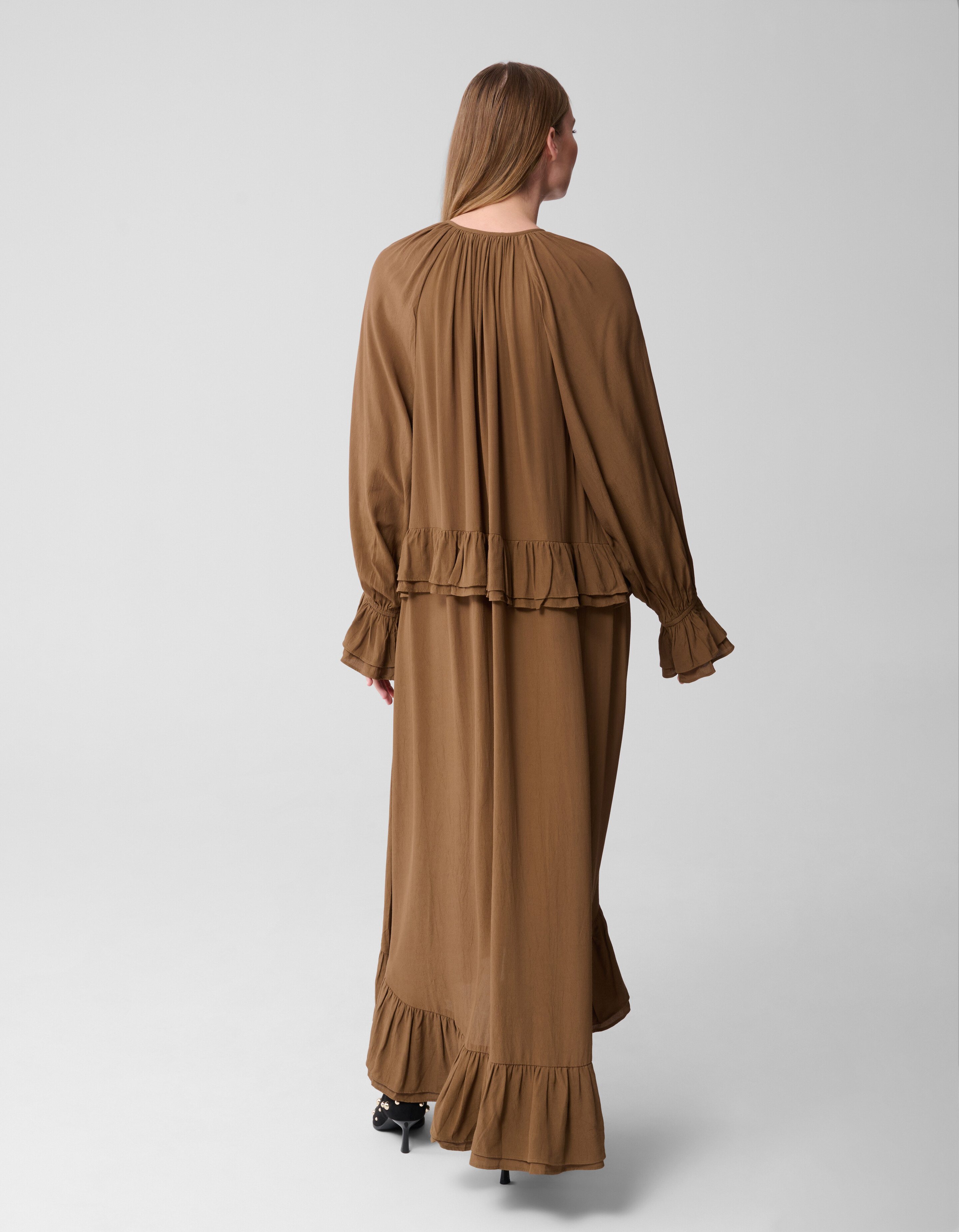 Volant Maxi Jurk Khaki SHOEBY WOMEN