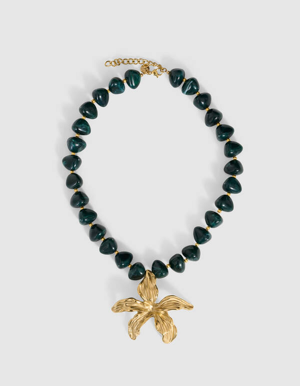 Flower Ketting Donkergroen SHOEBY ACCESSOIRES