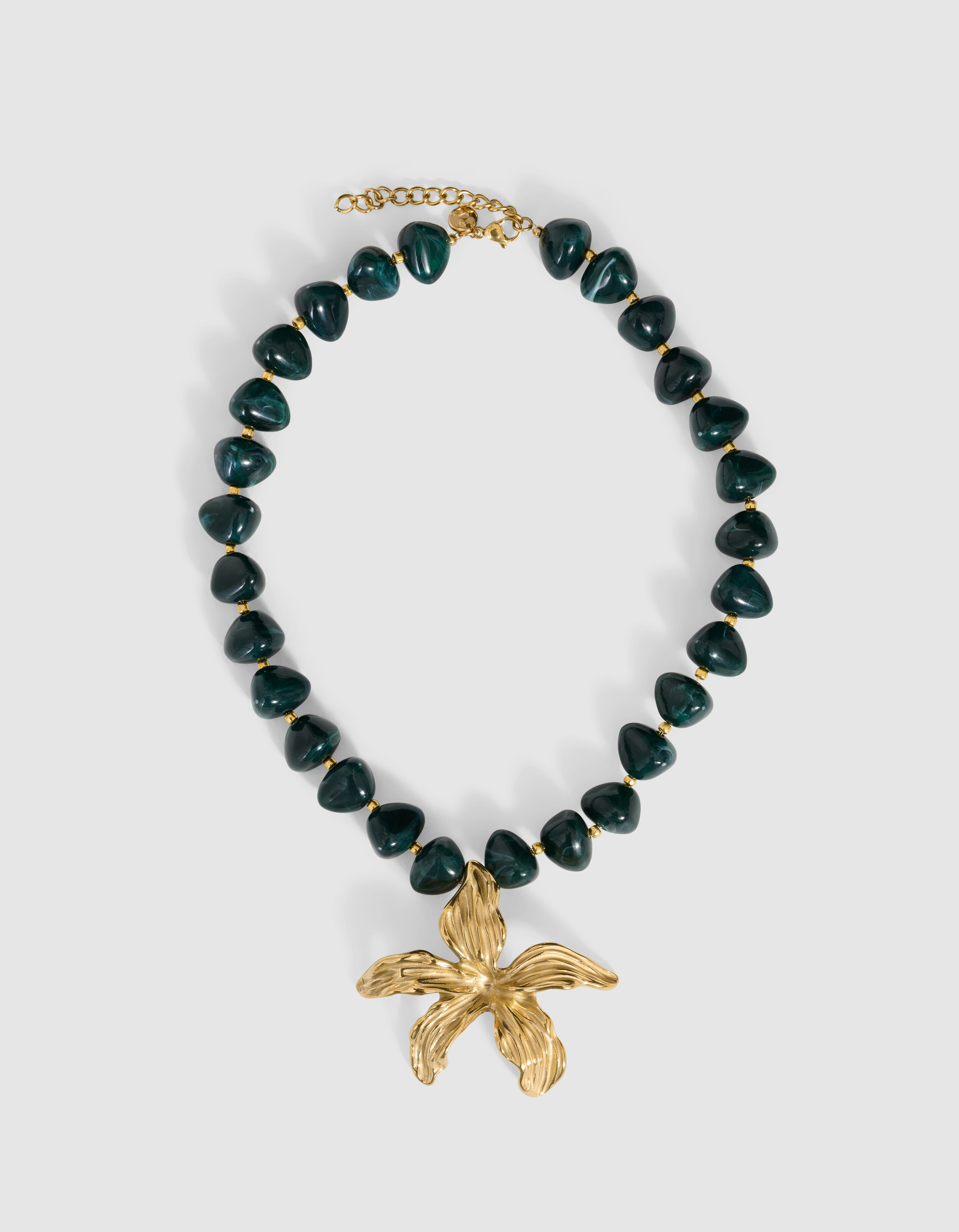 Flower Ketting Donkergroen SHOEBY ACCESSOIRES