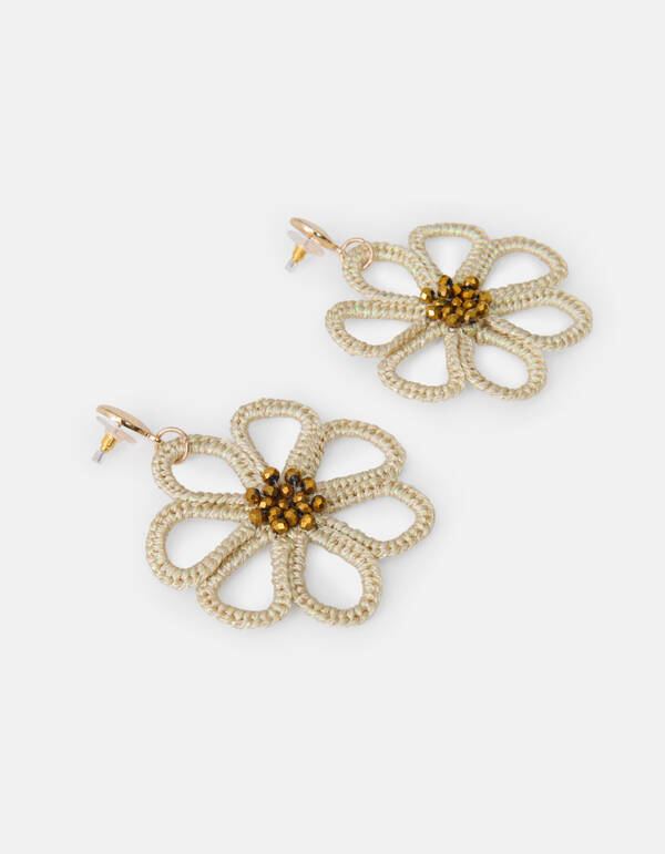 Beaded Bloem Oorbellen Gebroken Wit SHOEBY ACCESSOIRES