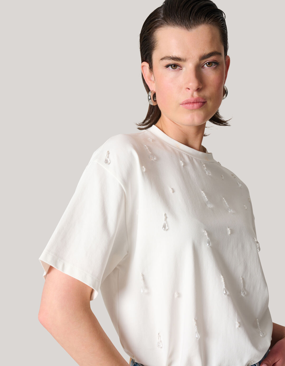 Embellished T-shirt Wit SHOEBY WOMEN