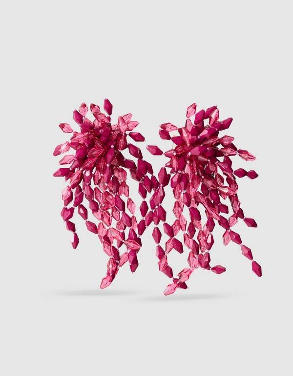 Beaded Waterval Oorbellen Donkerroze SHOEBY ACCESSOIRES