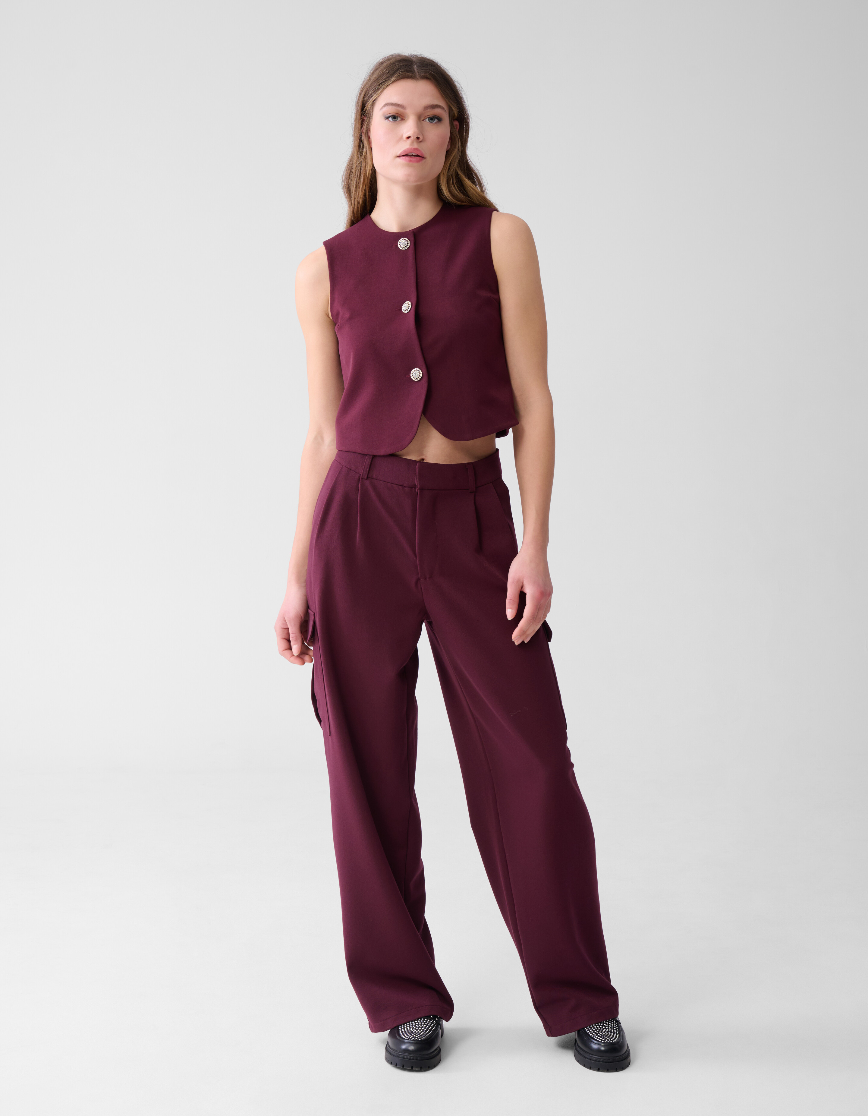 Strass Knopen Gilet Bordeaux SHOEBY WOMEN