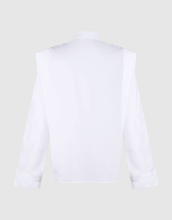 Pleat Poplin Blouse Wit SHOEBY WOMEN