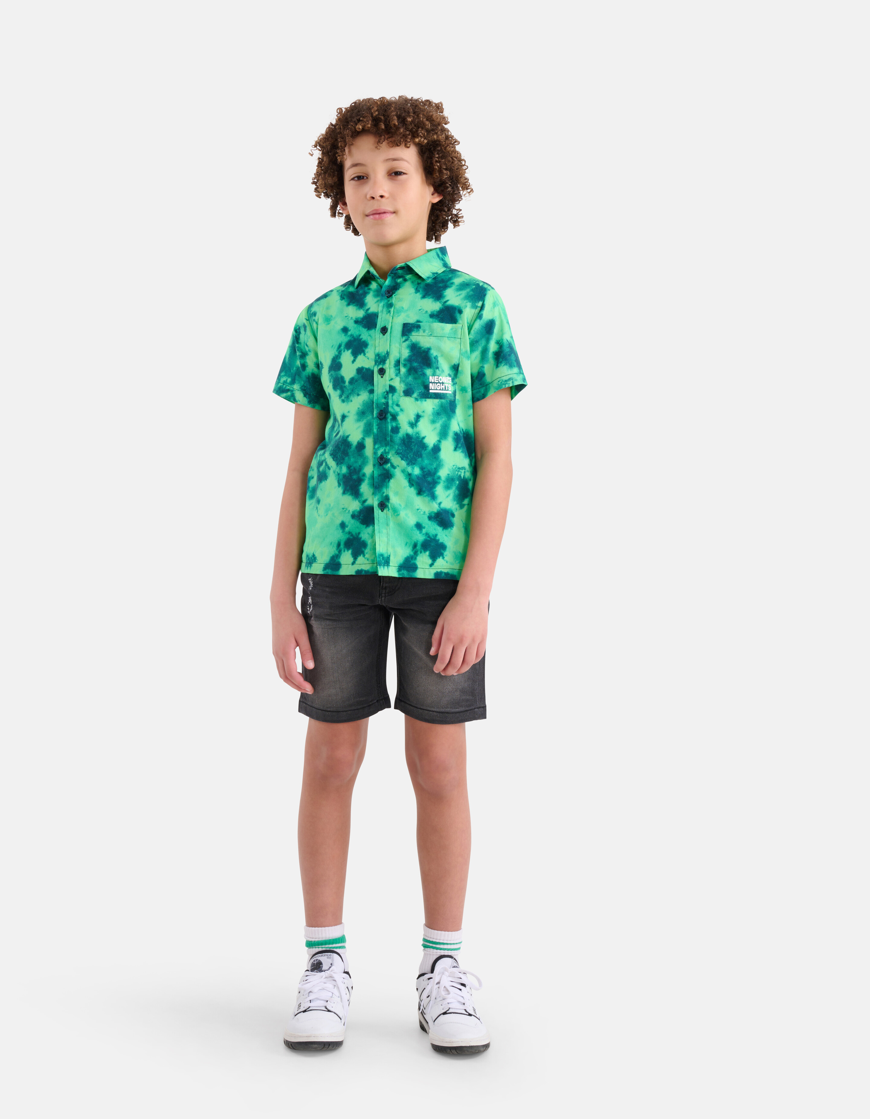 Tie Dye Print Overhemd Groen SHOEBY BOYS