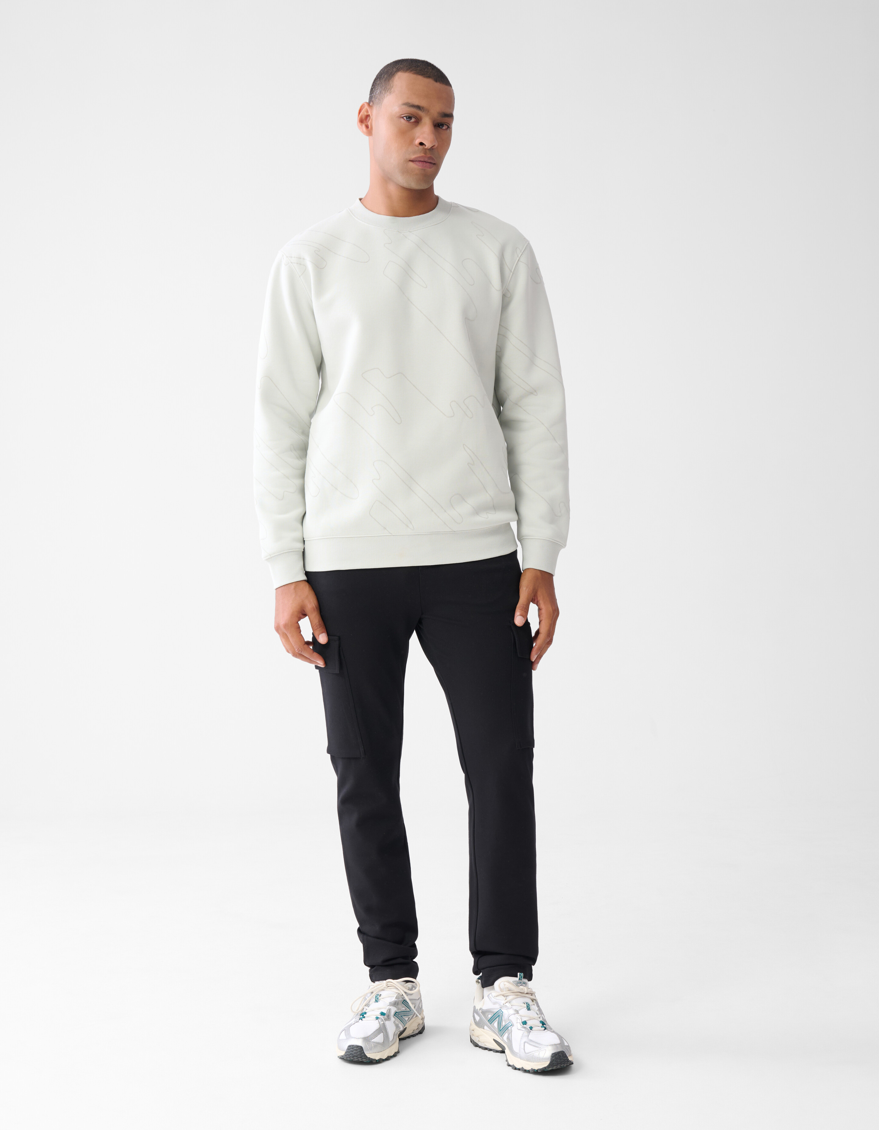 Flock Print Sweater Lichtgrijs SHOEBY MEN